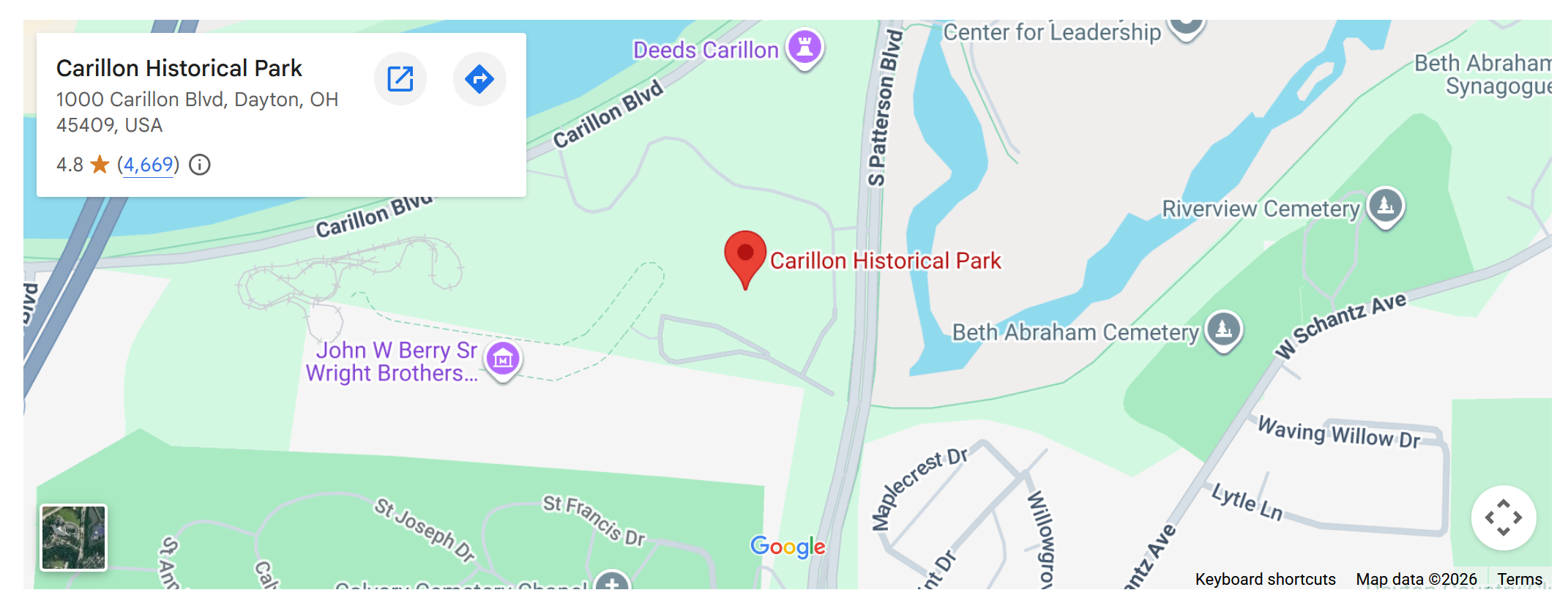 Map of Carillon Historical Park, 1000 Carillon Blvd, Dayton, OH 45409